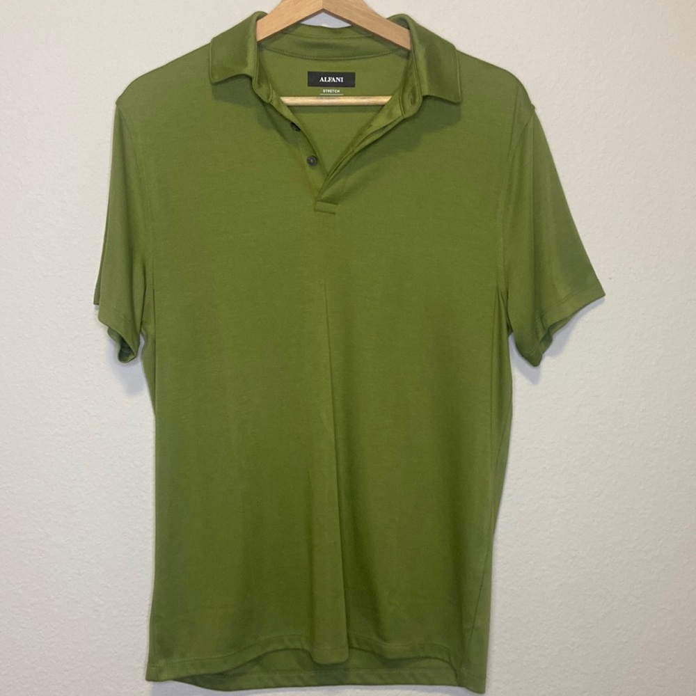 Alfani Men's AlfaTech Stretch Short-Sleeve Olive Green Polo Shirt Sz S
